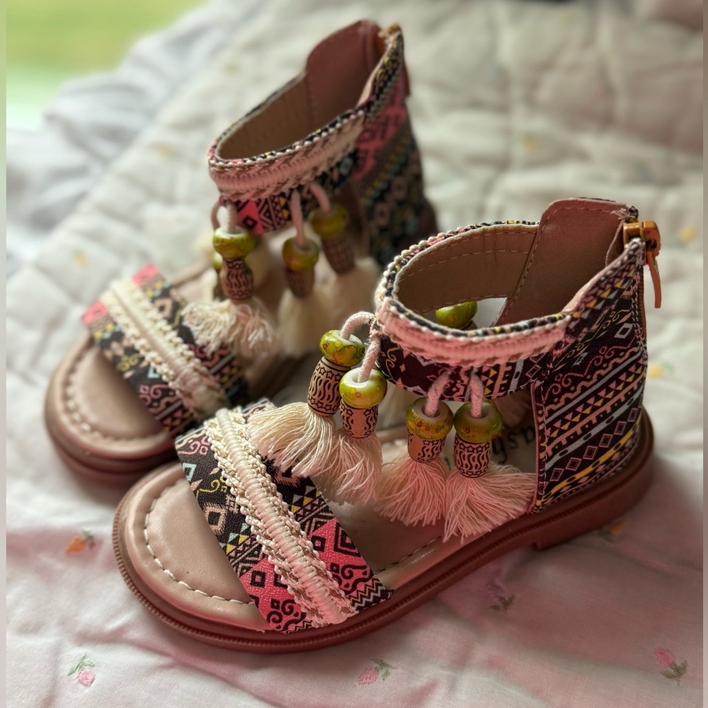 Moana Inspired Boho Toddler Sandals with Tassels